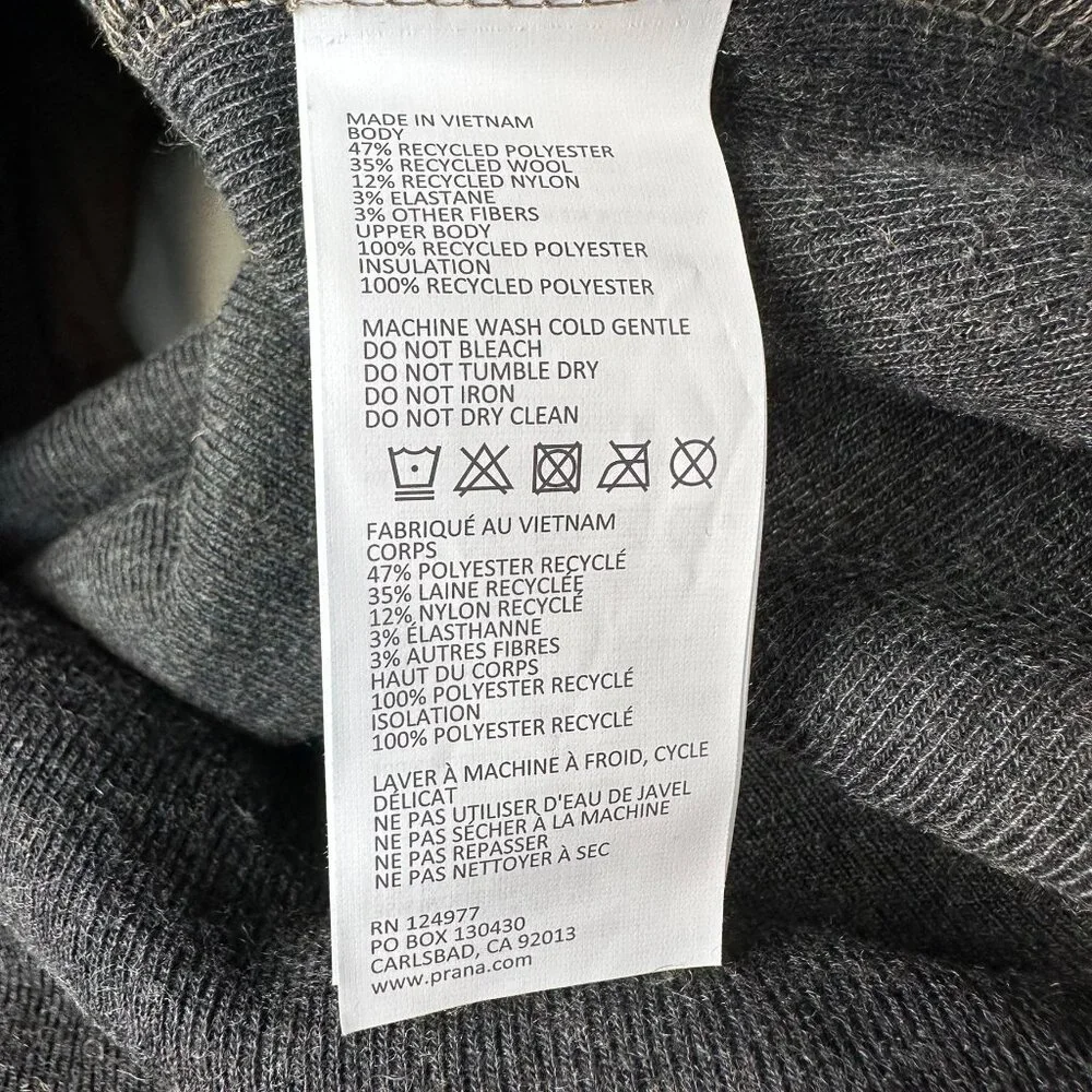 prAna Men's IncrediWool 1/2 Zip Wooly Bird Fleece Jacket, Size S, Slate Green‎